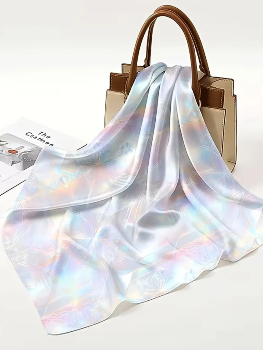 Iridescent Ice-Cool Reversible Pastel Holographic Scarf/Bandana 35”